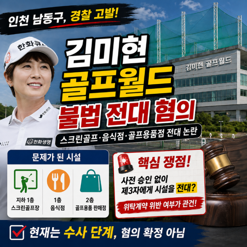 김미현 골프월드 불법 전대 혐의로 고발, 인천 남동구가 문제 삼은 이유는?