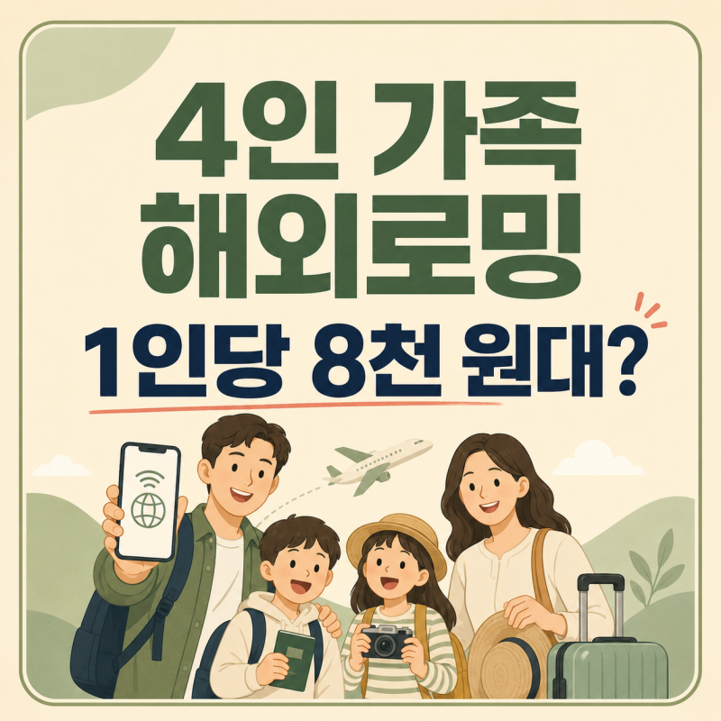 해외여행 가족로밍 4명 요금 비교