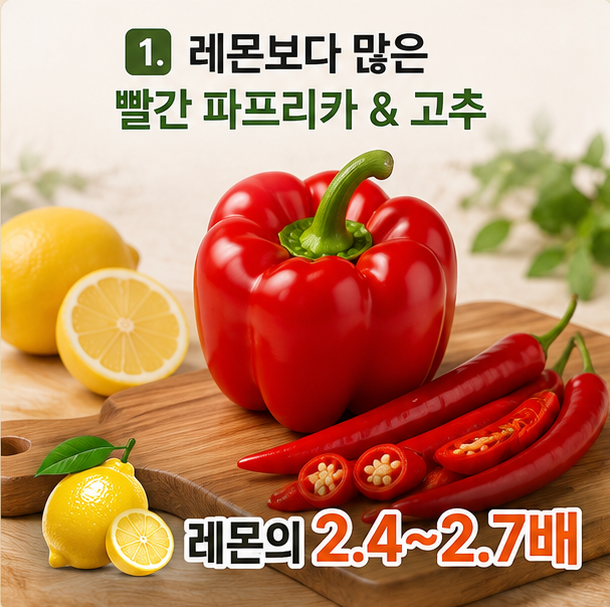 레몬보다 2.7배 많다고? 성인 하루 권장량 100mg 채우는 의외의 비타민C 음식 5가지