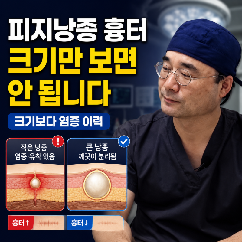 안산 피지낭종 흉터, 낭종 크기만 보고 판단하면 안 되는 이유