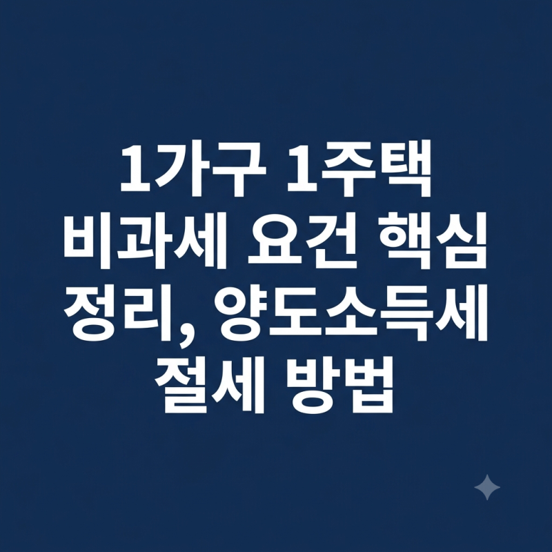 1가구 1주택 비과세 요건 핵심 정리, 양도소득세 절세 방법