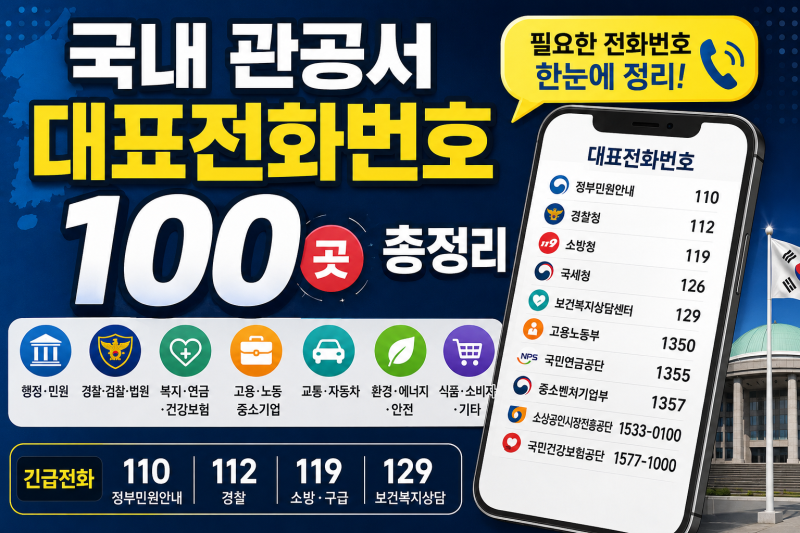 대한민국 관공서·공공기관 대표 전화번호 100선