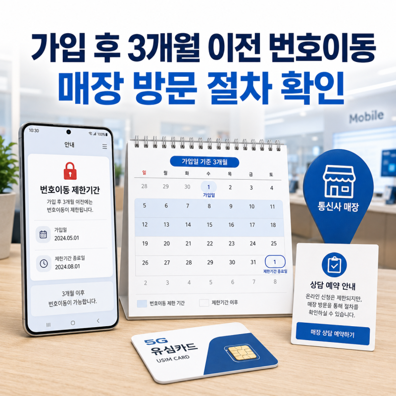 가입한지 3개월 이전 번호이동이 제한될 때 개통 가능한 절차 확인