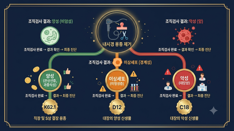 단순 용종 제거 시 반드시 조직검사 결과지 첨부하세요
