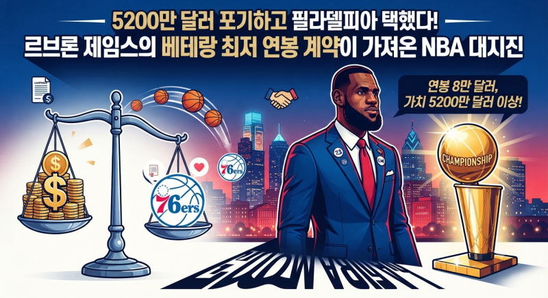 [집중분석] 5,200만 달러를 포기한 르브론 제임스, 필라델피아 '초가성비 계약'이 가져올 NBA 대....