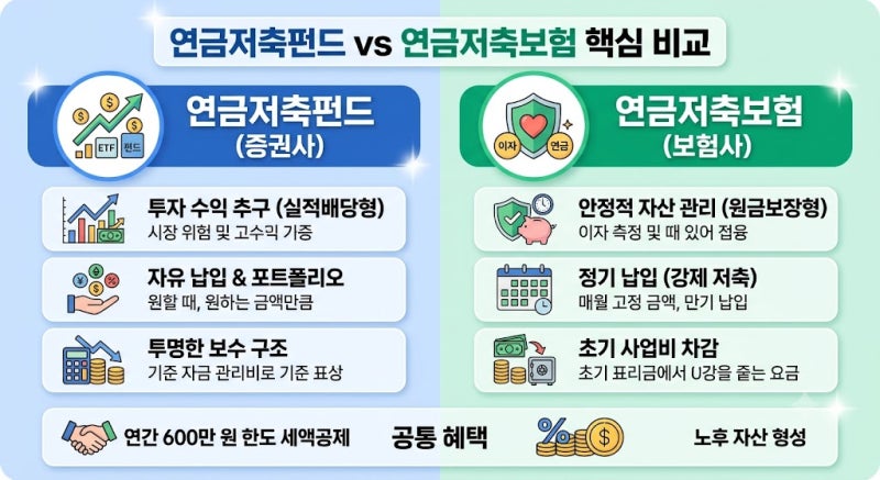 연금저축펀드 vs 연금저축보험 차이점 완벽 비교, "절세 꿀팁 & 솔직 경험 후기"