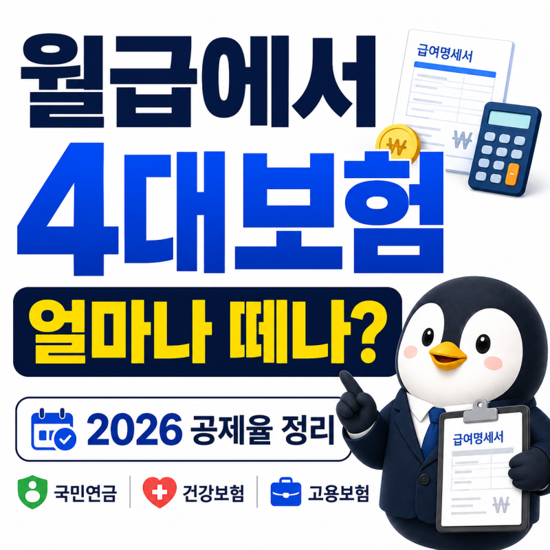 월급에서 4대보험 얼마나 떼나? 2026 국민연금·건강보험·고용보험 공제율 정리