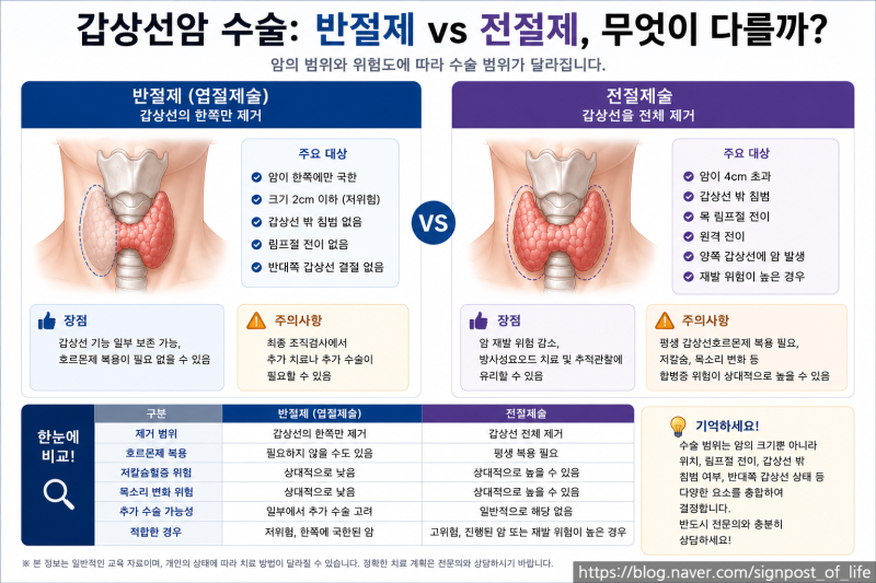 갑상선암 시리즈 5편갑상선암 수술｜반절제 vs 전절제, 갑상선을 얼마나 제거할까?