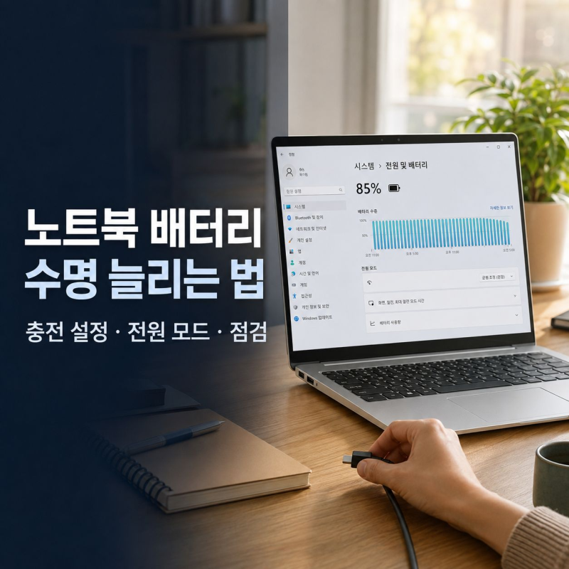 노트북 배터리 수명 늘리는 법, 충전 설정과 전원 모드 제대로 활용하기
