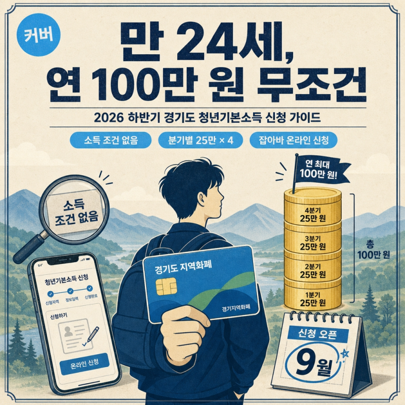 [2026년 경기도 청년기본소득] 만 24세라면 조건 없이 연 100만 원!