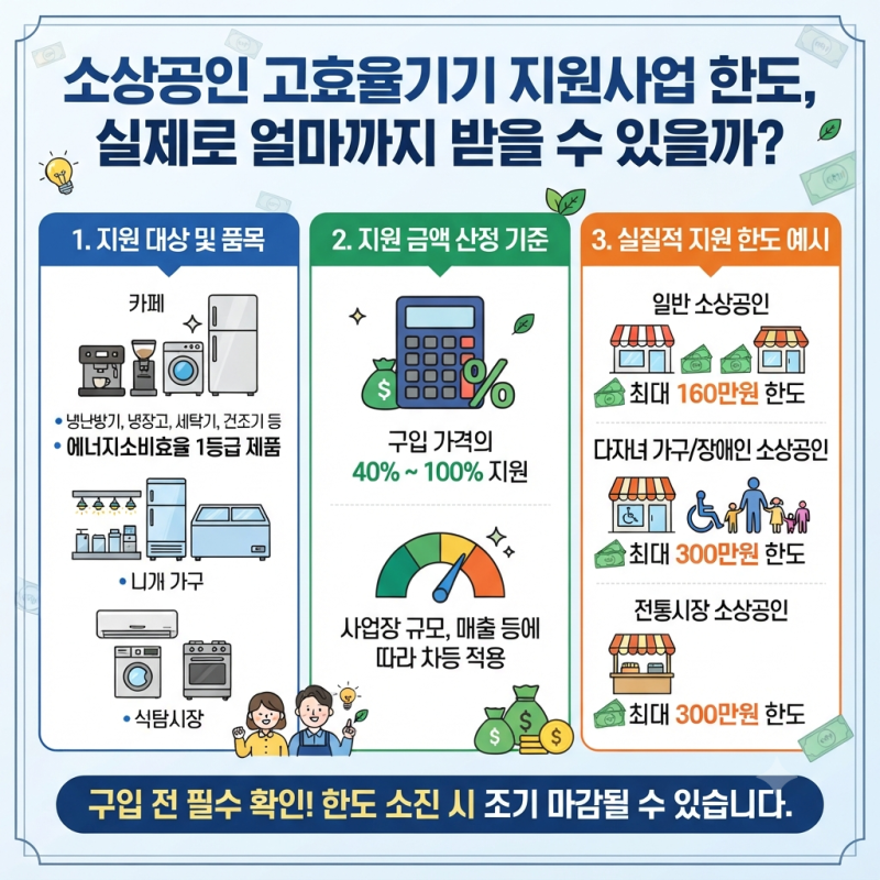소상공인 고효율기기 지원사업 한도, 실제로 얼마까지 받을 수 있을까?