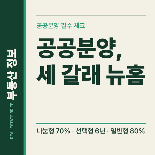 뉴홈 공공분양 나눔형 선택형 일반형 차이, 신청방법 정리