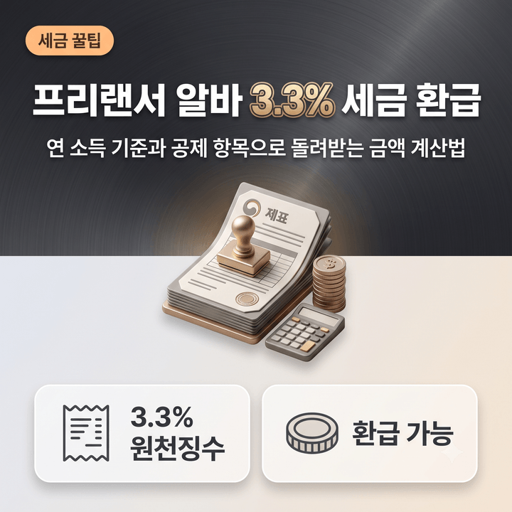 프리랜서 알바 3.3% 세금 환급 가능한 조건, 연 소득 기준과 공제 항목으로 돌려받는 금액 계....