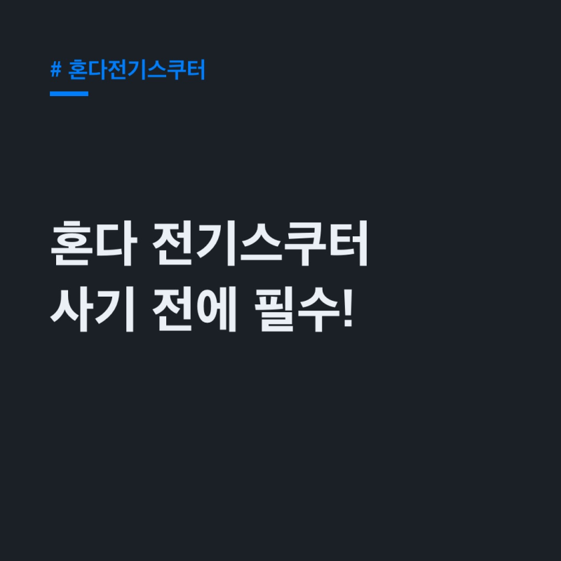혼다전기스쿠터 보조금부터 AS까지 "구매 전 핵심 정보"