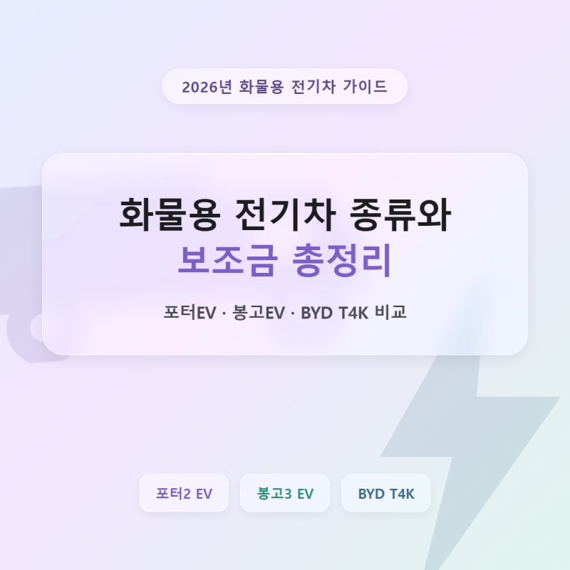 화물용 전기차 종류와 보조금 총정리, 포터EV·봉고EV 비교