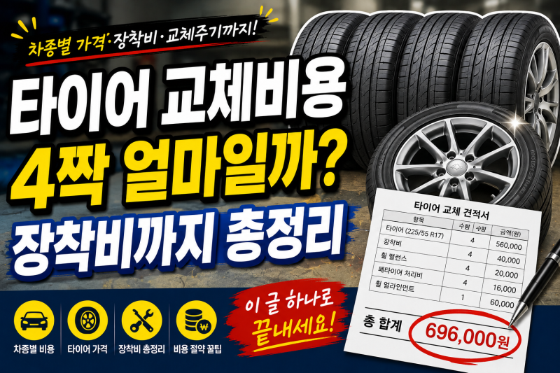 타이어 교체비용 4짝 얼마일까 차종별 가격 장착비 교체주기 비용 절약방법까지