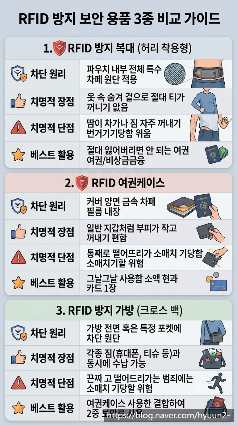 유럽 소매치기 방지 완벽 대비! 유럽 여행 필수품 RFID 복대 vs 가방 vs 여권케이스 실전 비교 (....
