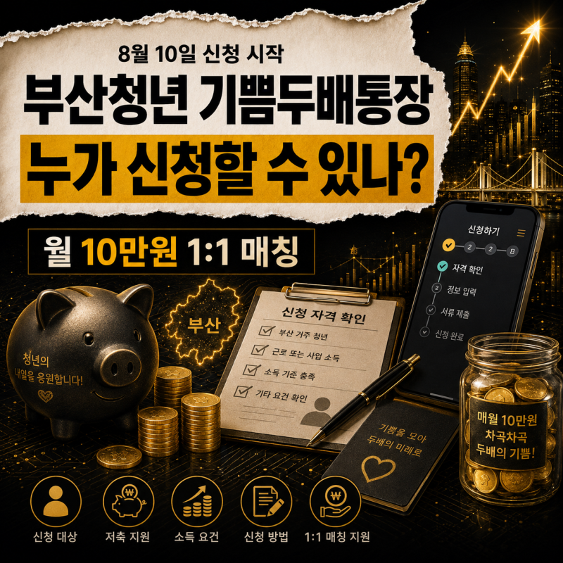 2026 부산청년 기쁨두배통장 신청 시작 | 월 10만원 저축하면 720만원? 대상·소득기준