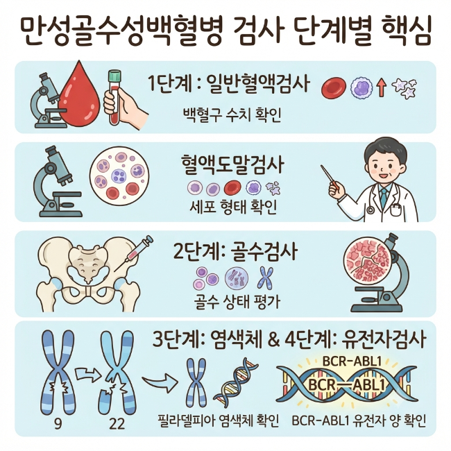 만성골수성백혈병 검사 방법 총정리｜혈액검사·골수검사·유전자 검사 진단 과정