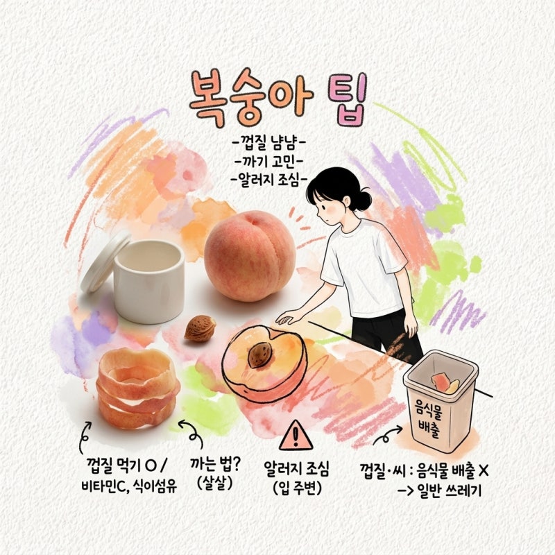 복숭아 껍질 먹어도 되는지와 까는법 알러지 음식물 배출까지