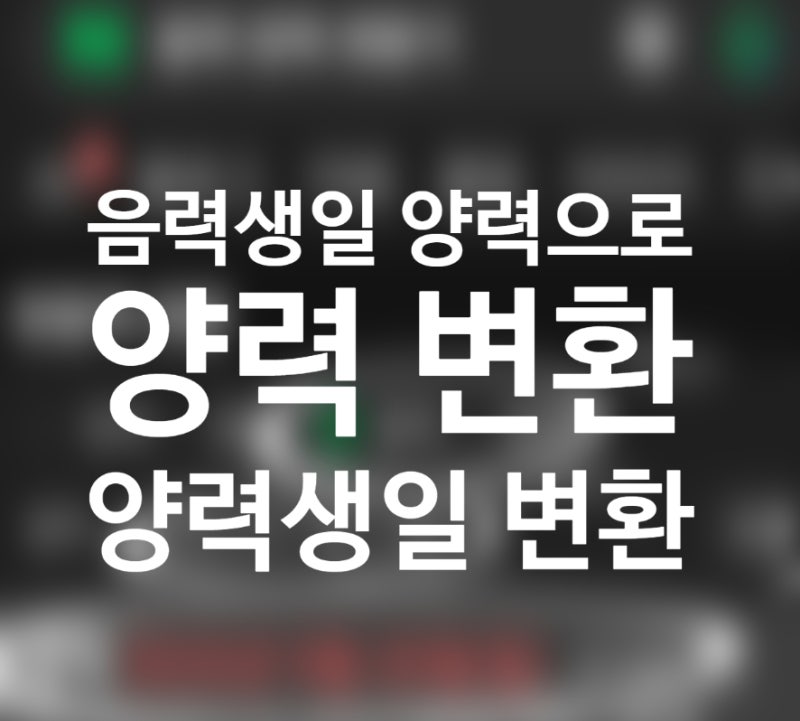 음력생일 양력생일로 변환하는 방법 알아보기