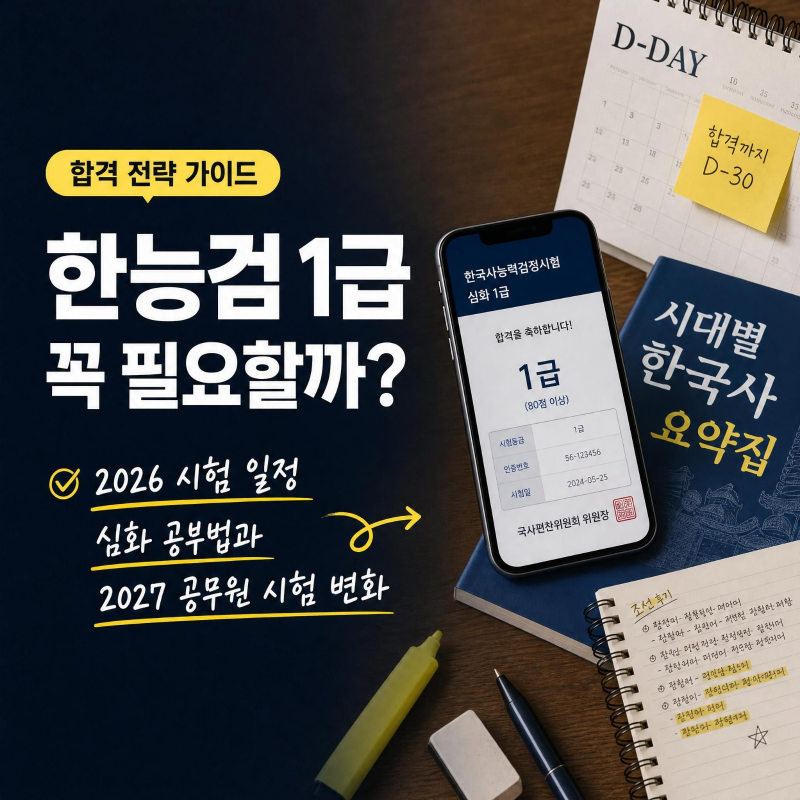 한국사능력검정시험 무조건 1급을 따야 할까? 2026 시험 일정부터 심화 공부법과 2027 공무원 ....