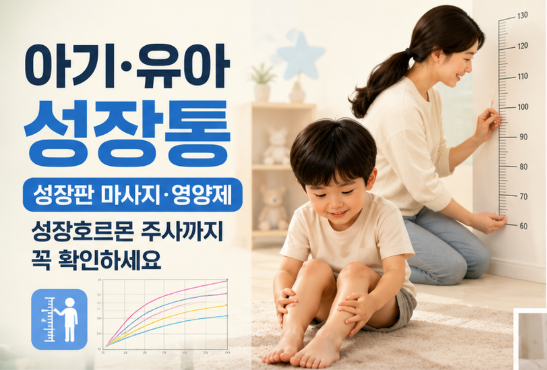 아기 유아 성장통, 신생아 표준 성장표부터 성장판 마사지 성장기 영양제 성장호르몬 주사까....