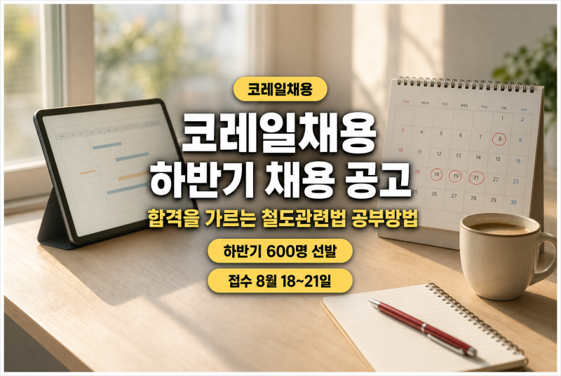 코레일채용 하반기 채용 공고, 합격을 가르는 철도관련법 공부방법 및 교재 추천