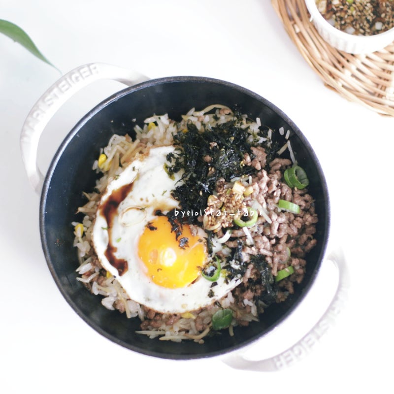 콩나물밥 양념장 레시피, 남은 찬밥 활용한 소고기 다짐육 요리