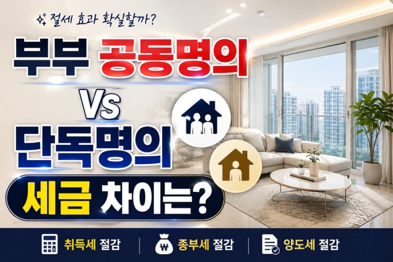 부부 공동명의 아파트 절세 효과와 세금 계산 방법 정리