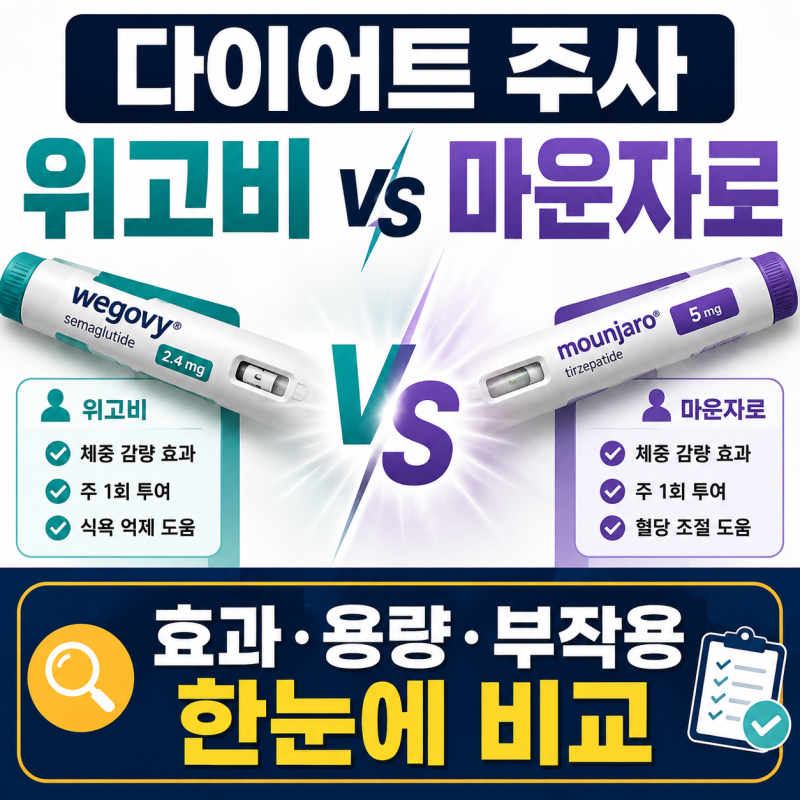 다이어트 주사 위고비 vs 마운자로, 효과·용량·부작용 한눈에 비교