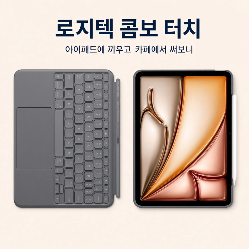 로지텍 콤보 터치, 아이패드에 끼우고 카페에서 써보니