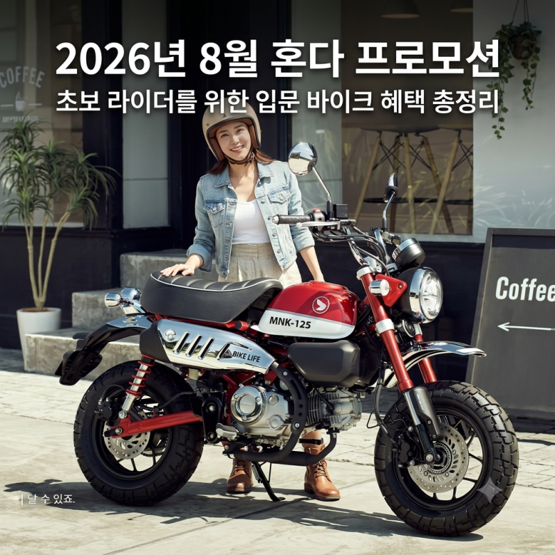 오토바이 입문 추천 혼다 8월 프로모션 혜택 정리 (입문용 바이크 2종소형 면허 가이드)