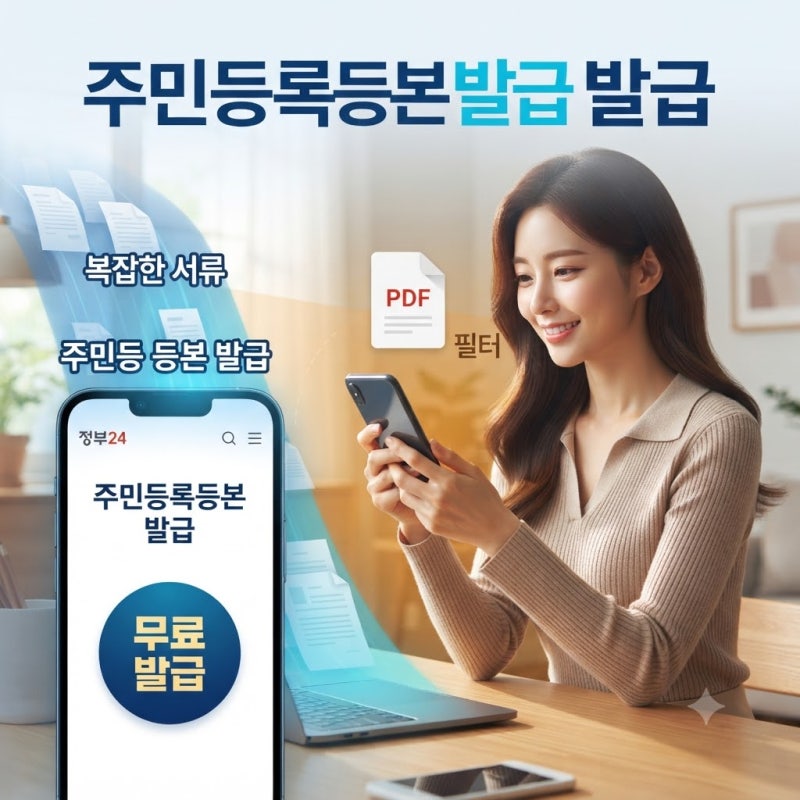주민등록등본(초본) 인터넷 발급 방법, 정부24 모바일로 1분 만에 무료 발급받는 법 총정리