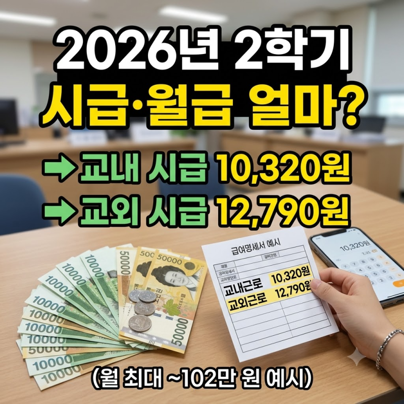 국가근로장학금 시급·월급 얼마? 2026년 2학기 신청조건과 지급일 정리