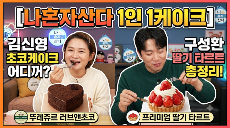[나혼자산다 1인 1케이크] 김신영 초코케이크 어디꺼? 뚜레쥬르 러브앤초코 & 구성환 딸기 타....