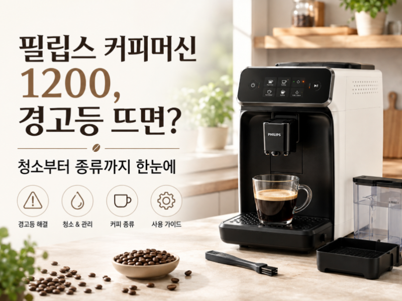 필립스 커피머신 1200, 경고등 뜨면? 청소부터 종류까지 한눈에