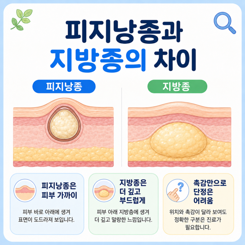 지방종과 피지낭종, 피부 밑 혹은 어떻게 다를까요?