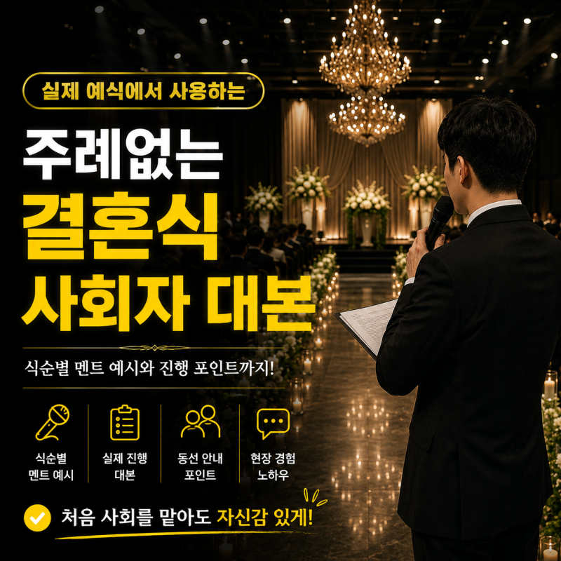 주례없는 결혼식 사회자 대본, 실제 예식 식순대로 정리했습니다
