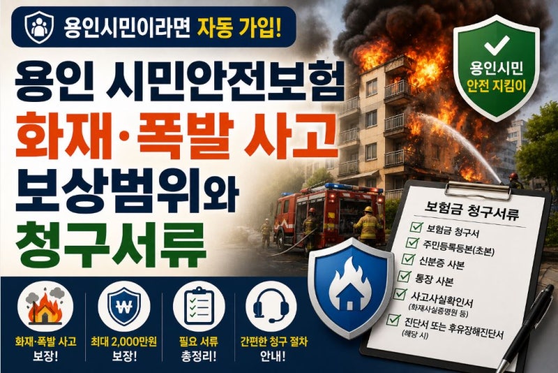 경기도 용인시 시민안전보험 화재·폭발 사고 보상범위 ? 보험금 청구서류