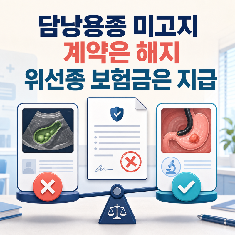 담낭용종을 알리지 않아 계약은 해지됐는데, 고도이형성 위선종 보험금은 지급된 이유