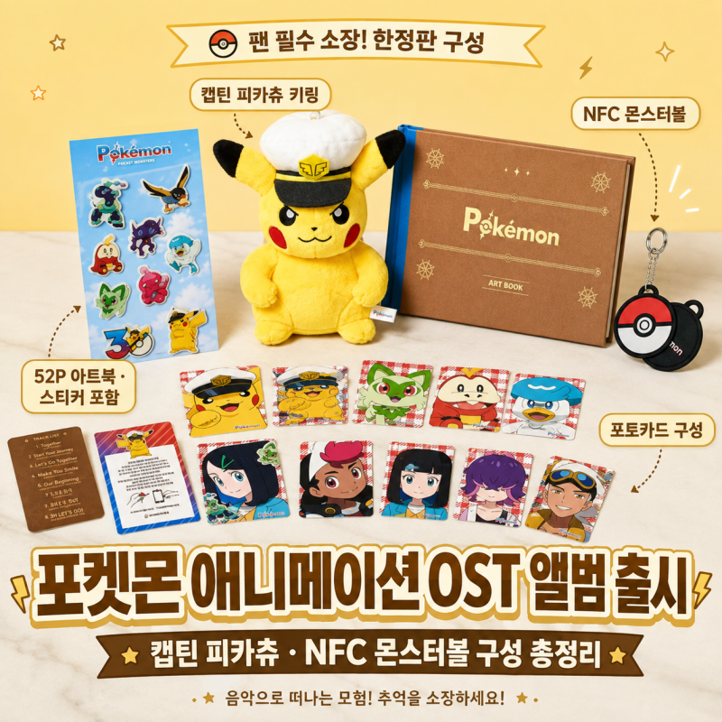 포켓몬 애니메이션 OST 앨범 출시 캡틴 피카츄 NFC 몬스터볼 구성 총정리