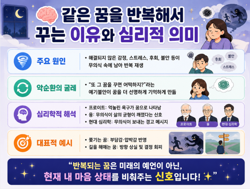 같은 꿈을 반복해서 꾸는 이유? 심리적 의미와 해결 방법 총정리