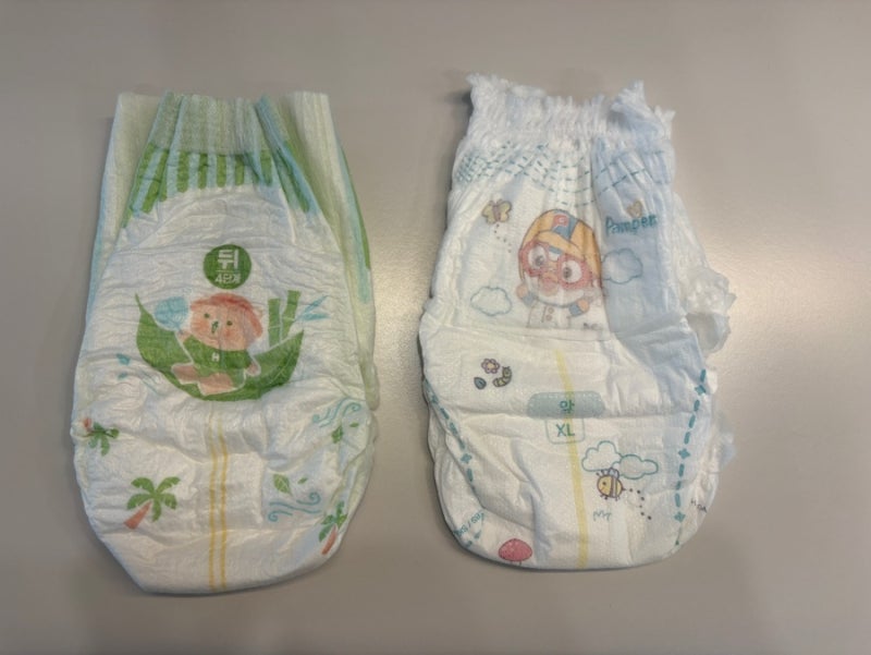 여름 아기 기저귀 비교 | 하기스 네이처메이드 썸머 4단계 VS 팸퍼스 에어차차 썸머 5단계 (사....