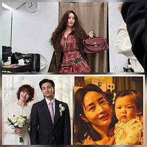 김혜수 김지훈과 웨딩사진 레드 체크 원피스 스타일링 모음