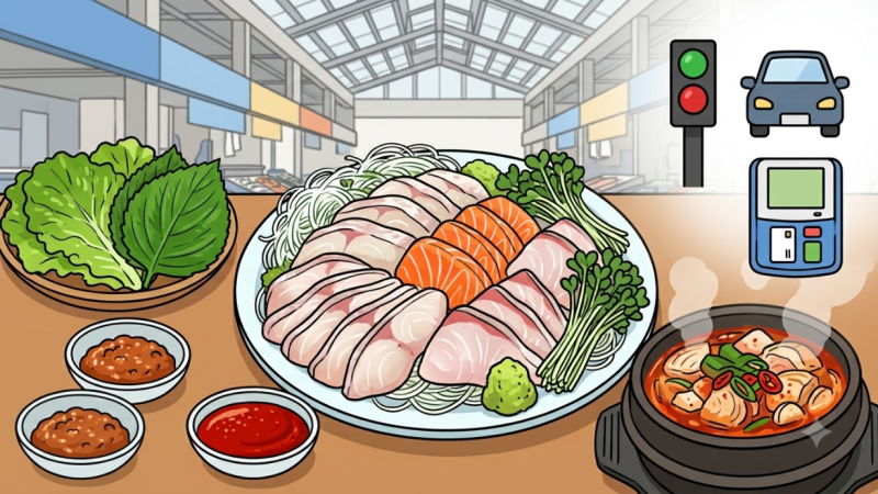 노량진 수산시장 모둠회 양념집 가격 시세 주차 요금 완전정복