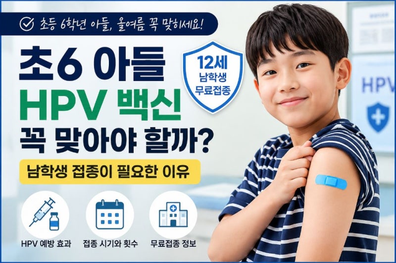 초6 아들 HPV 백신 꼭 맞아야 할까? 남학생 접종이 필요한 이유