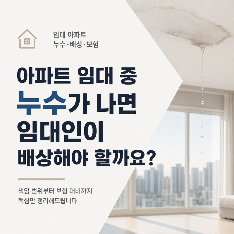 아파트 임대 중 누수가 나면 임대인이 배상해야 할까요?