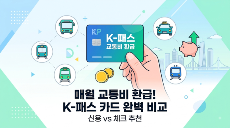 [교통비 절약] K-패스 카드 완벽 비교! 신용 vs 체크 추천 카드 & 혜택 총정리