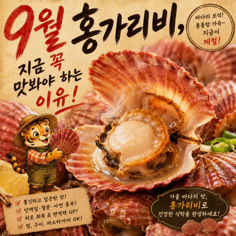 9월 제철 해산물 남해 홍가리비 참가리비 차이와 검은 내장 먹어도 될까?